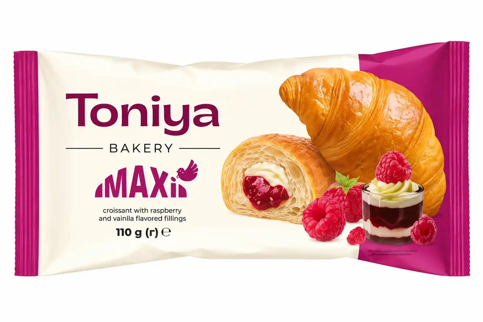 Toniya Croissant „MAXI“ s malinou a vanilkou, 110 g.webp
