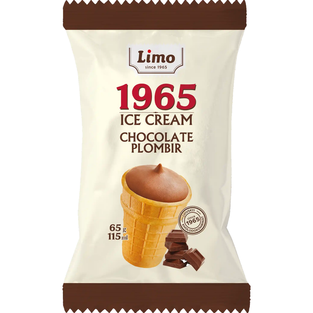 „Plombir 1965“ zmrzlina čokoládová vaflový kelímek 65 g.webp