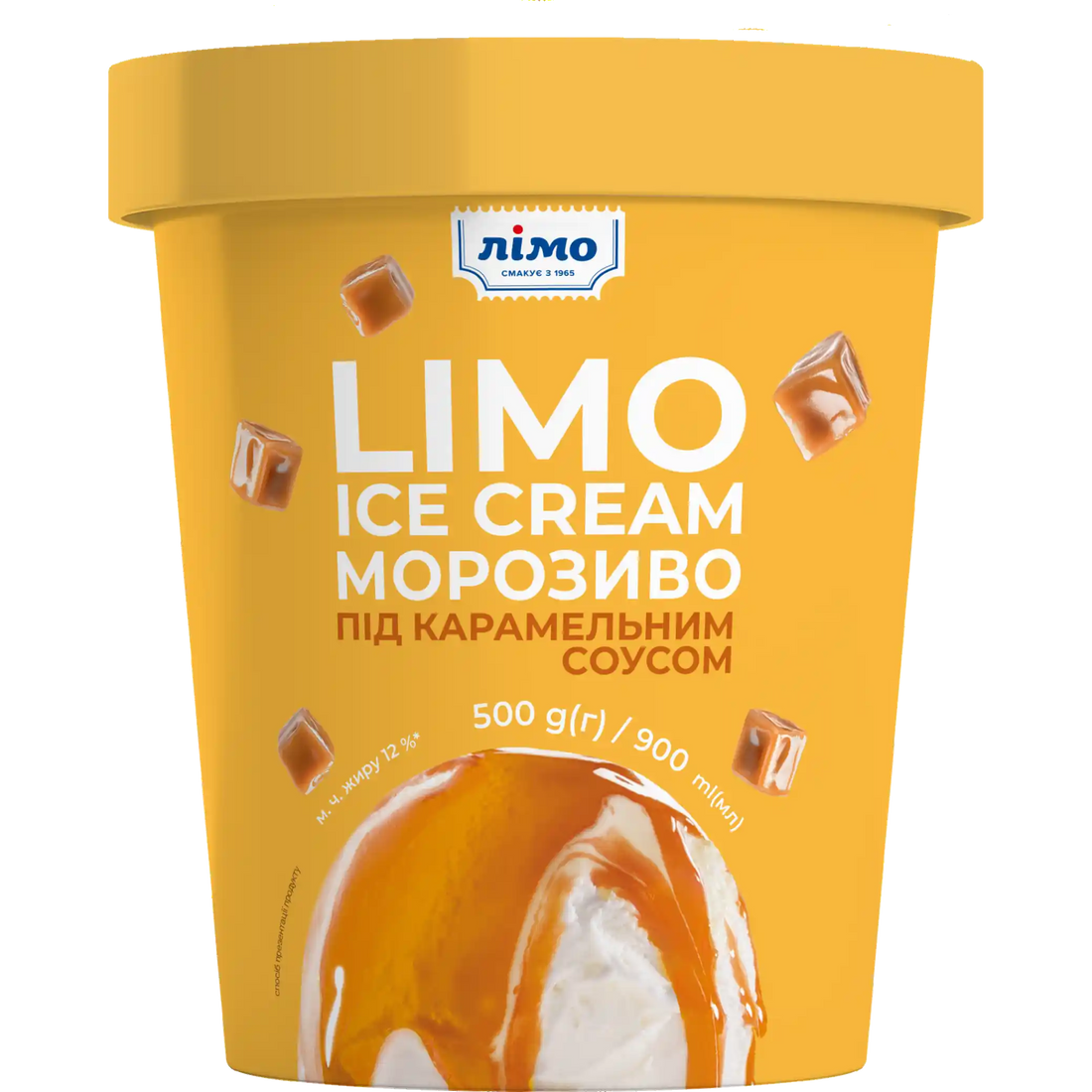 „LIMO ICE CREAM“ zmrzlina s karamelovou polevou papírový kelímek 500 g.webp