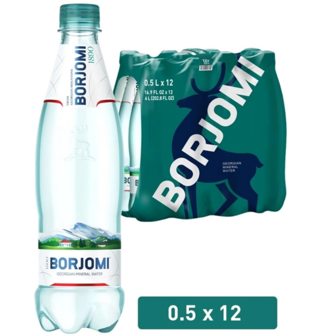 Borjomi Minerální vodá, 0,5L PET12ks.png