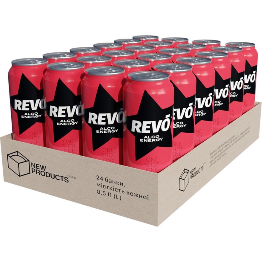 Revo Cherry alkoholický energetický nápoj 8,5%, plech 0,5l24ks.png